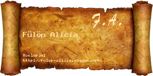 Fülöp Alícia névjegykártya
